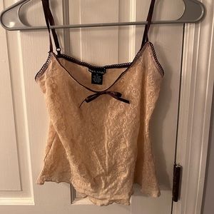 Y2k Lace-tan and brown- tank top